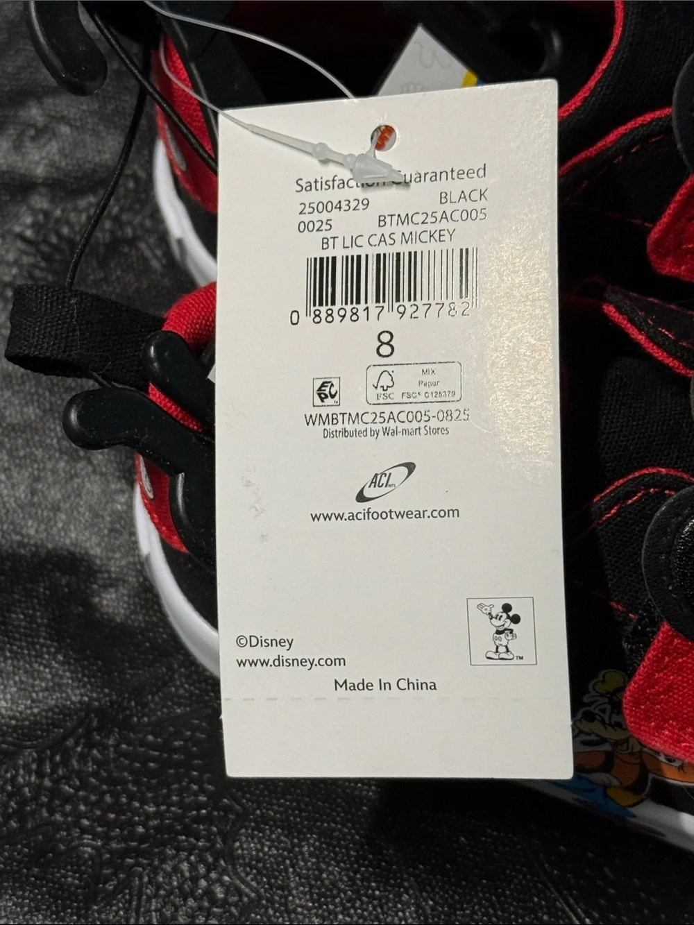 Disney Kids' Mickey Mouse Black and Red Velcro Sneakers